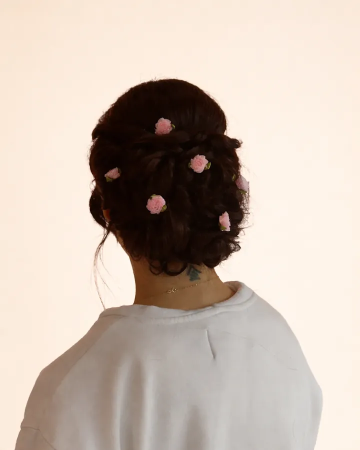 Floral updo at SB SPACE, Los Angeles