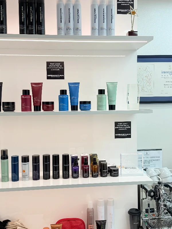 Premium hair-care product display at SB SPACE, Los Angeles